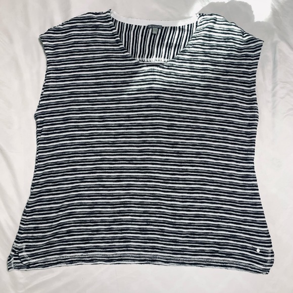 T by Talbots Black/White Stripe With Accent Back Yoke Top Sz XL - Picture 7 of 12